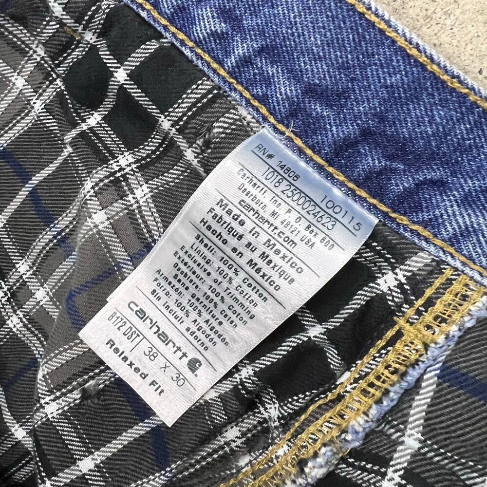 Carhartt B172 DST Flannel Lined Denim Jeans Carpenter Pants Workwear 38 x 30 - Picture 2 of 7